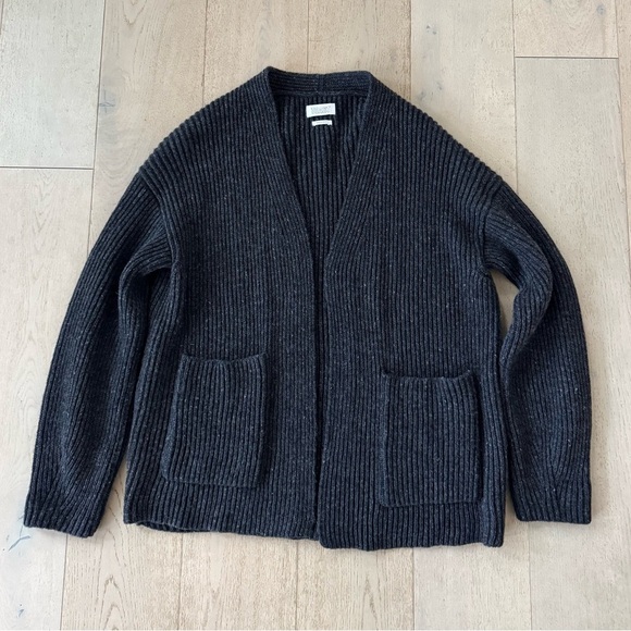 $395 NWOT TOAST Wool OVERSIZED Ribbed Knit Cardigan Cocoon jacket charcoal gray - Picture 6 of 10